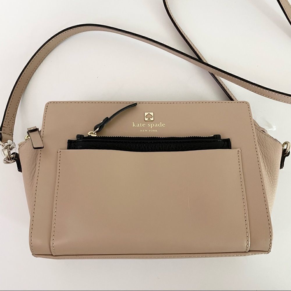 NWOT Kate Spade Adelia Beige Satchel Cowhide Crossbody - Picture 3 of 10